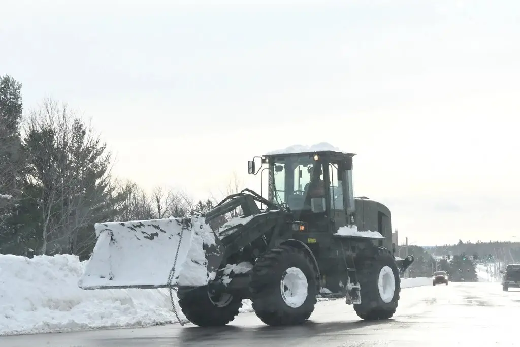 A plough clearing snow after a lake-effect storm